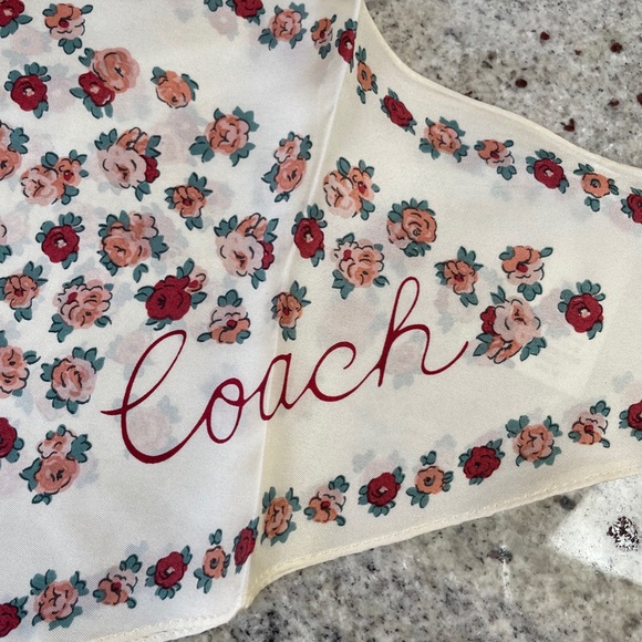Only one!!!!Essential Tea Rose Silk Diamond Scarf from Coach - Picture 3 of 5